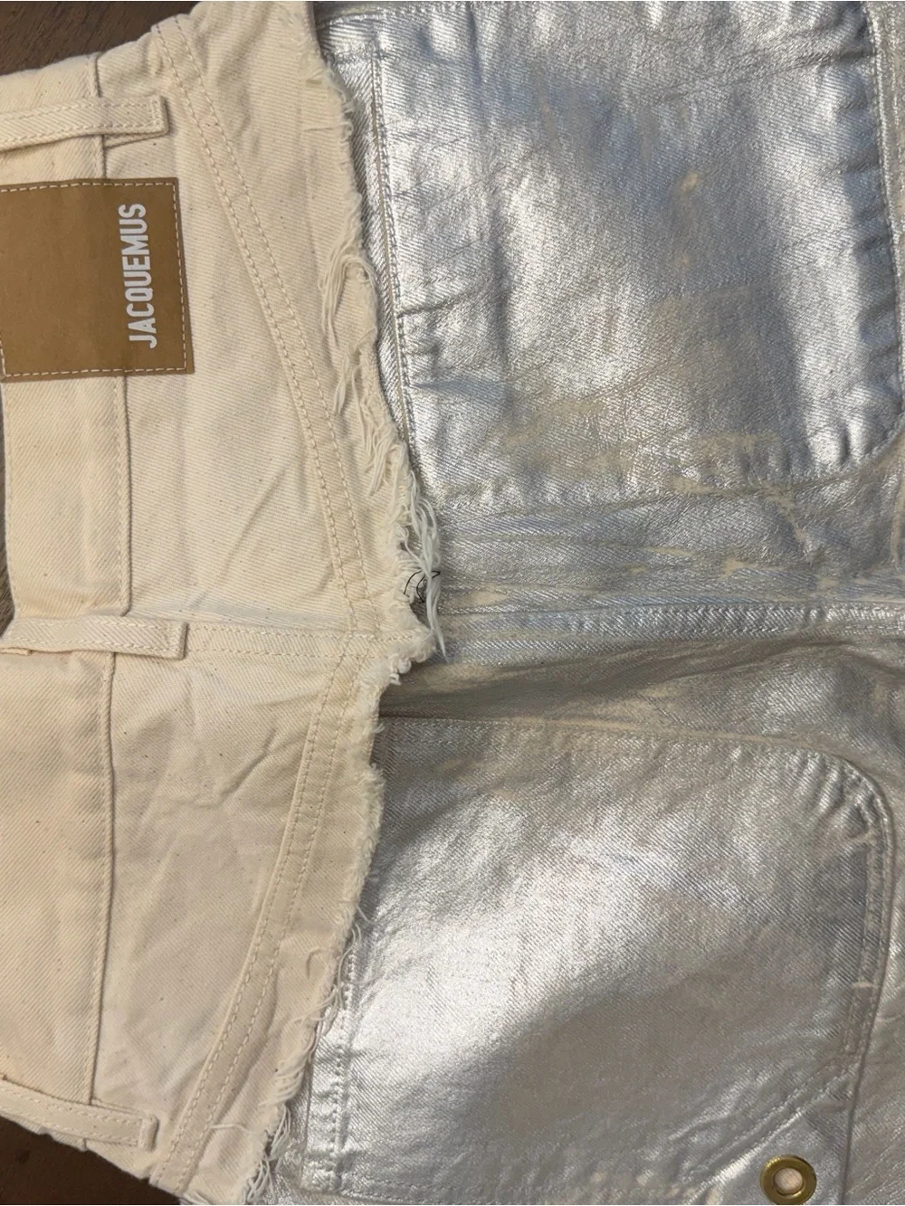 Jacquemus Silver Metallic Women's Jeans - Picture 3 of 4